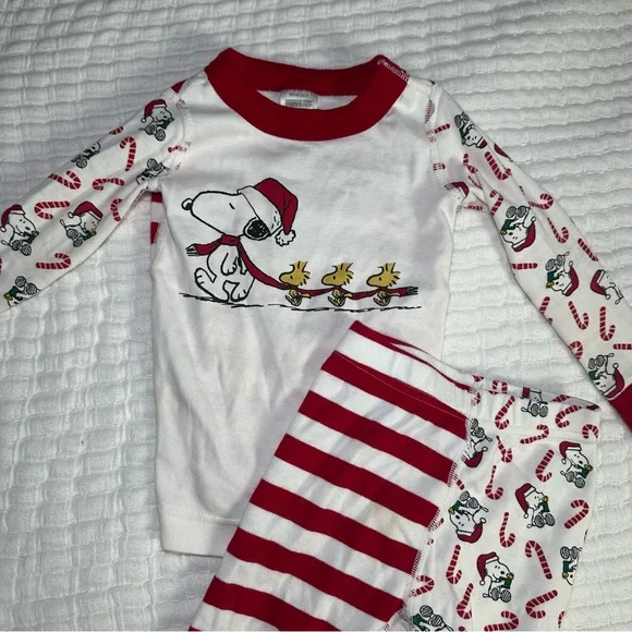 Snoopy: Peanuts! by Hanna Andersson (3T) Christmas Organic Cotton Toddler PJ’s - Picture 2 of 10